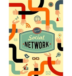 Social network media and communication in vintage vector image