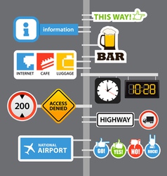 Different road signs on column vector image