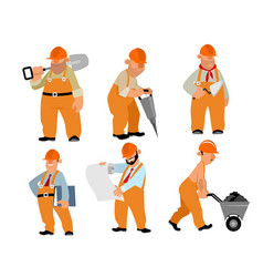 Six builders set vector image