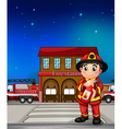 A fireman with an extinguisher vector image