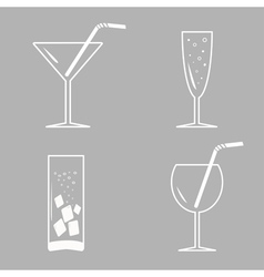 Drinks cocktails White icon set vector image
