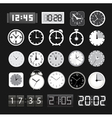 Black and white different clocks collection vector image