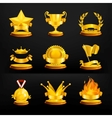 Gold awards set on black vector image