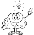 Brain with a lightbulb idea vector image