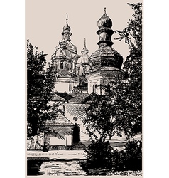 Ukrainian church engraving vector image