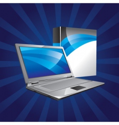 Laptop and box vector image