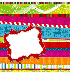 Scrapbook christmas patterns greeting card for des vector image