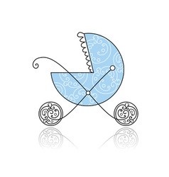 Baby buggy blue for your design vector image