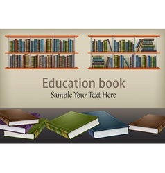 Books on table and shelves vector image