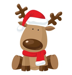 Reindeer child in Christmas red hat Reindeer child in Christmas red hat vector image