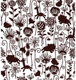 Seamless cute pattern of flora and fauna vector image
