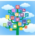 Tree with icons gadgets and computer symbols vector image