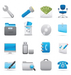 Office icons indigo vector image