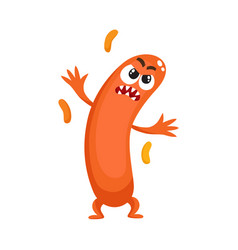 Blue cartoon bacteria monster with angry face Vector Image