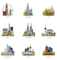 Travel destinations icon set vector image