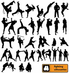 Fighting silhouettes vector image