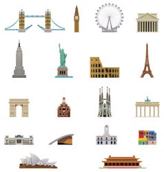 Landmark icon set vector image