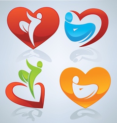Bright and colorful love men and hearts vector image