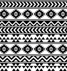 Aztec tribal seamless black and white pattern vector image