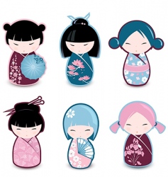 Kokeshi dolls vector image