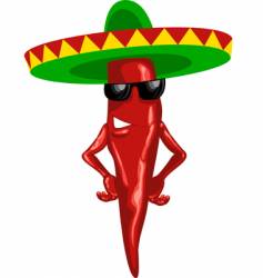 Hot Mexican chili green sombrero vector image