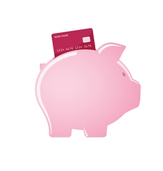 Piggy bank accepting credit cards vector image