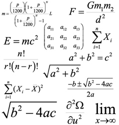 Mathematics and Physics formulas and expressions vector image