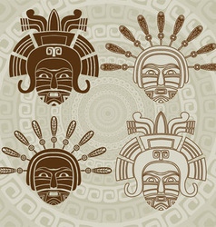 Native American mask stencil and stroke variant vector image