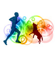 Silhouettes of man and dog vector image