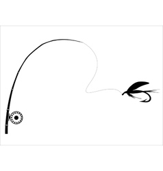 Fishing rod on the white backdrop vector image