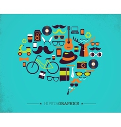 Hipster speech bubble with icons vector image