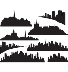 Set of cities silhouette vector image