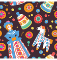 Russian souvenir Dymkovo toys seamless pattern vector image