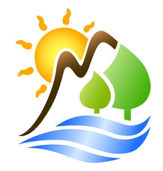 Sun mountains and waves vector image
