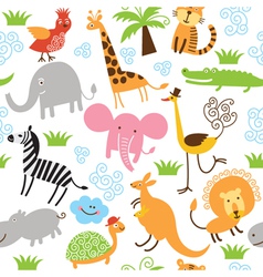 Seamless pattern with cute animals vector image