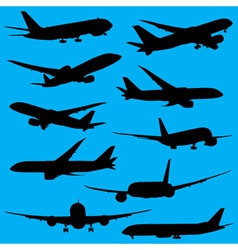Airplanes silhouettes part 2 vector image