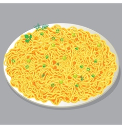 Plate of pasta with vegetables vector image