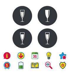 Champagne wine glasses signs alcohol drink Champagne wine glasses signs alcohol drink vector image