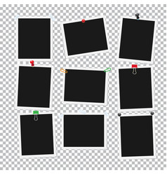Empty black and whitel attached photos collection vector image