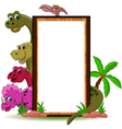 Funny dinosaur with blank sign vector image