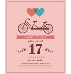 Valentines card with tandem bicycle vector image