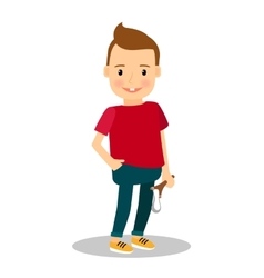Bully or teaser boy with slingshot vector image