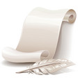 Paper scroll with feather vector image