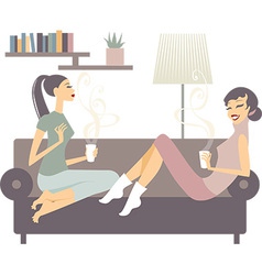 Female friends with coffee cups vector image