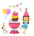 Happy birthday party kids set Happy birthday party kids set vector image