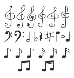 Set of hand drawn music notes Set of hand drawn music notes vector image