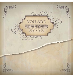 Vintage invitation design with label text frame vector image