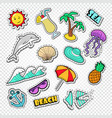 Hello summer doodle beach vacation stickers vector image