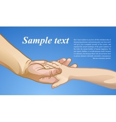 Childrens hand in the hand of an adult vector image