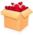 Ornate open box with red paper hearts inside vector image